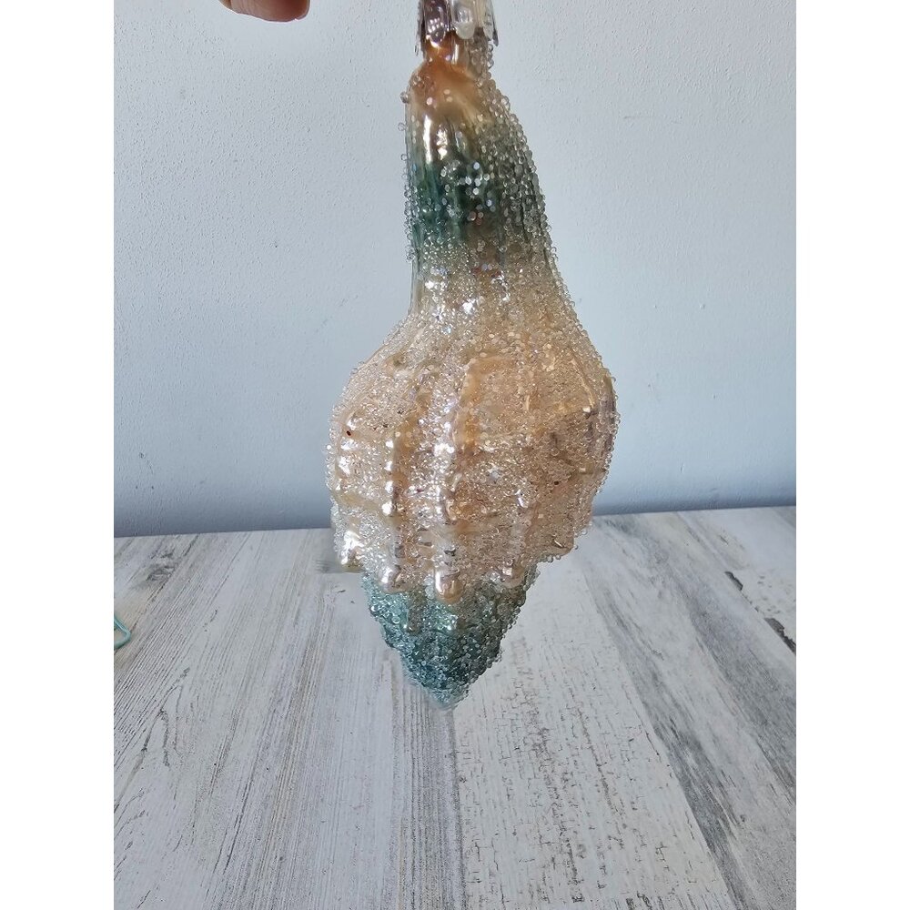 Beaded glass shell beach ornament glitter nautical‎ Xmas tree life size sparkle